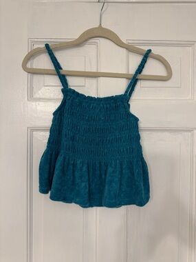 SO Teal Smocked Tank Top with Peplum Hem
